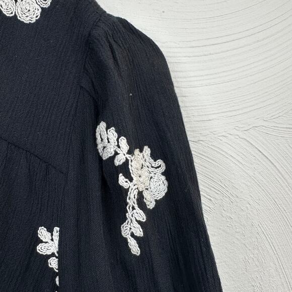 Free People Black & White Embroidered Austin Mini Dress - Picture 4 of 8